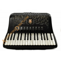 Scandalli Air II 34 key 96 bass 4 voice tone chamber black piano accordion.  Midi expansion available.
